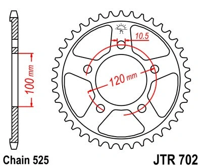Řetězová rozeta JT JTR 702-44 44 zubů, 525