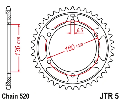 Řetězová rozeta JT JTR 5-40 40 zubů, 520
