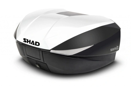 Vrchní kufr na motorku SHAD SH58X bílý (rozšiřitelný koncept) se zámkem PREMIUM
