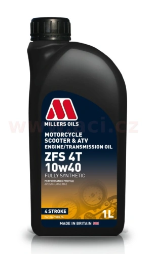 MILLERS OILS ZFS 10W40, plně syntetický olej pro 4T motory, vhodný pro aplikace s mokrou spojkou 1 l