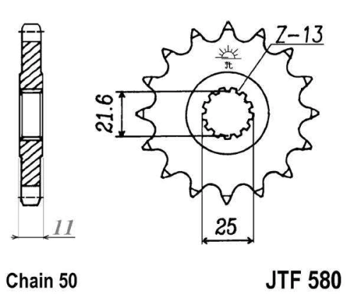 Řetězové kolečko JT JTF 580-17RB 17 zubů, 530 pogumované