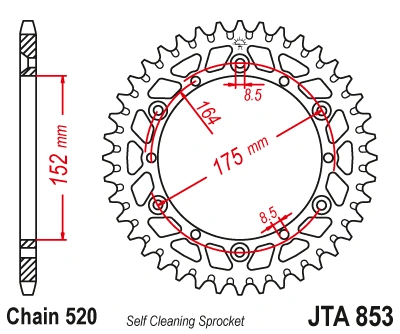 Hliníková řetězová rozeta JT JTA 853-41BLK 41 zubů, 520 černá