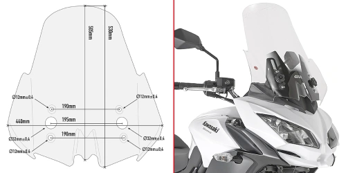 D4122ST plexi čiré Kawasaki Versys 650 (17-20), vxš530x440 mm