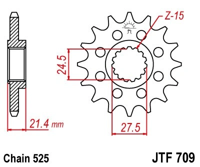 Řetězové kolečko JT JTF 709-15 15 zubů, 525