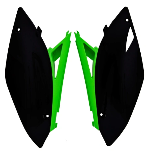 Boční číslové tabulky Kawasaki, RTECH (černo-zelené, pár)