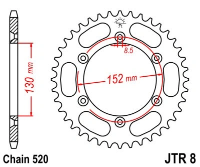 Řetězová rozeta JT JTR 8-48 48 zubů, 520