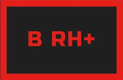Nášivka krevní skupina B Rh + černá / červená