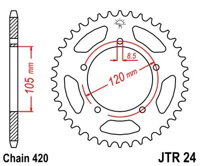 Řetězová rozeta JT JTR 24-51 51 zubů, 420