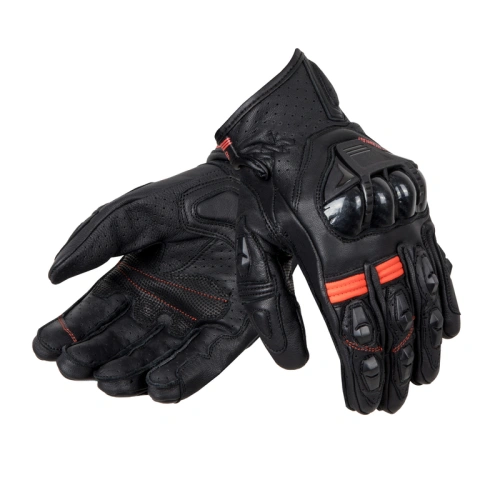 Kožené rukavice OZONE RS600 SHORT BLACK/FLO RED S