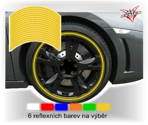 Proužky ve žluté reflexní barvě, šíře 7mm velikost kola 16-19