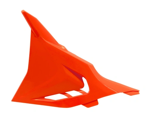 Boční kryt vzduchového filtru levý KTM, RTECH (neon oranžový, s průduchy)