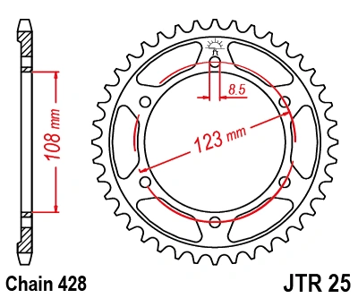 Řetězová rozeta JT JTR 25-60 60 zubů, 428