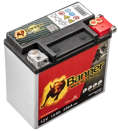 Baterie 12V, ETX 14L, 12Ah, 220A, BANNER Bike Bull AGM PRO 150x88x145