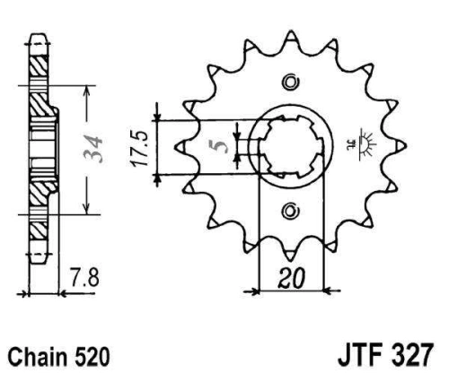 Řetězové kolečko JT JTF 327-14 14 zubů, 520