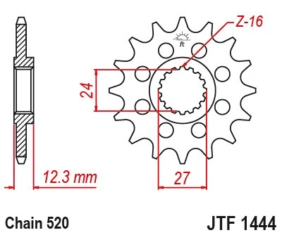 Řetězové kolečko JT JTF 1444-17 17 zubů, 520