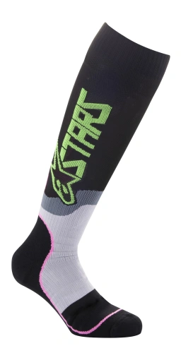 Ponožky MX PLUS-2 SOCKS, ALPINESTARS, dětské (černá/zelená neon/růžová fluo, vel. M/L)
