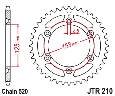 Řetězová rozeta JT JTR 210-47SC 47 zubů, 520 Samočistící, Nízká hmotnost