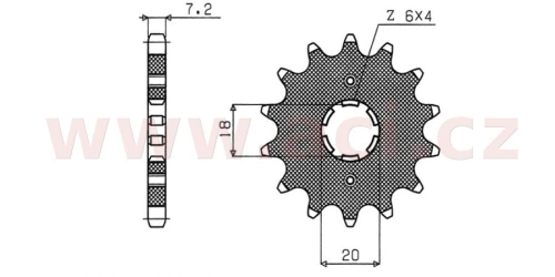 Řetězové kolečko pro sekundární řetězy typu 428, SUNSTAR (13 zubů)