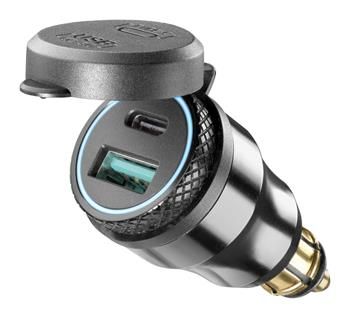 Interphone DIN adaptér s 1 x USB a 1 x USB-C výstupem pro motocykly