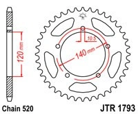 Řetězová rozeta JT JTR 1793-42 42 zubů, 520