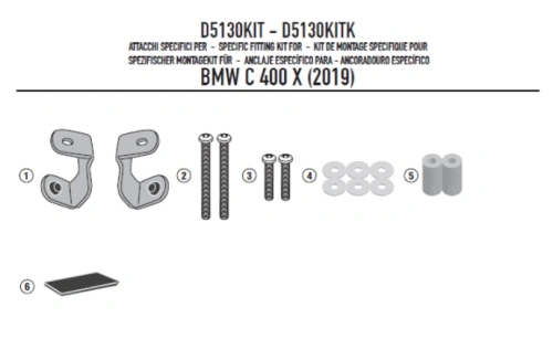 D5130KIT pro BMW C 400 X (19-20) montážní sada pro plexi 5130DT