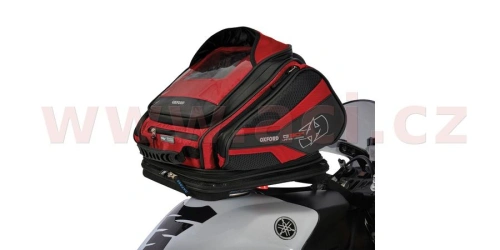 Tankbag na motocykl Q30R QR, OXFORD (černý/červený, s rychloupínacím systémem na víčka nádrže, objem 30 l)