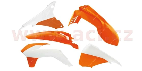 Sada plastů KTM, RTECH (oranžovo-bílé, 5 dílů, vč. krytů vzduch filtru)