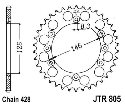 Řetězová rozeta JT JTR 805-50 50 zubů, 428