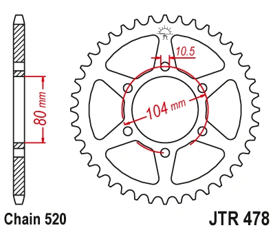 Řetězová rozeta JT JTR 478-43ZBK 43 zubů, 520 Černý zinek