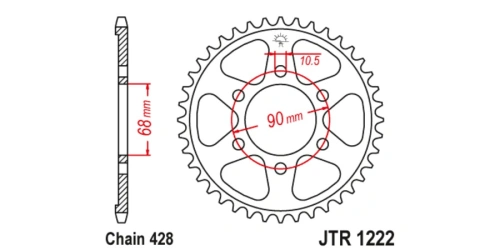 Ocelová rozeta pro sekundární řetězy typu 428, JT (47 zubů)