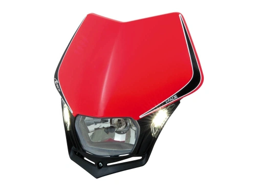 UNI přední maska včetně světla V-FACE, RTECH (červeno-černá)