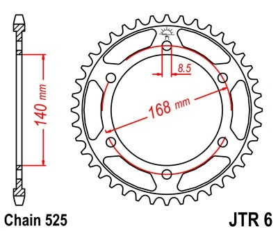 Řetězová rozeta JT JTR 6-42 42 zubů, 525