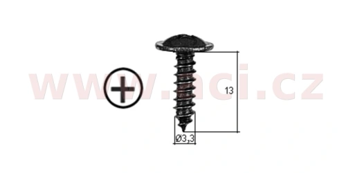 Samořezný křížový vrut černý pozink Fe (sada 20 ks) (3,5 mm, 13 mm)