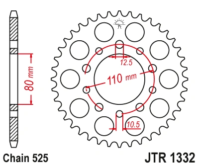 Řetězová rozeta JT JTR 1332-45ZBK 45 zubů, 525 Černý zinek