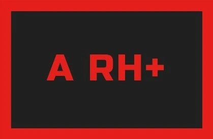Nášivka krevní skupina A Rh + černá / červená