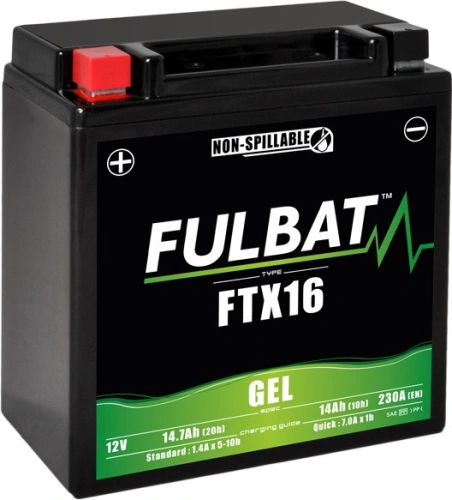 Továrně aktivovaná motocyklová baterie FULBAT FTX16 SLA (YTX16 SLA)