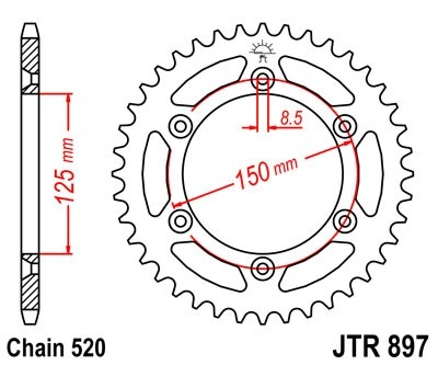 Řetězová rozeta JT JTR 897-53 53 zubů, 520