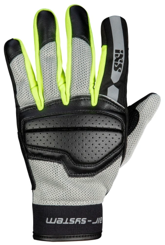 Klasické dámské rukavice iXS EVO-AIR X40465 černo-světle šedo-neonově žlutá