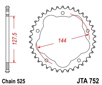 Hliníková řetězová rozeta JT JTA 752-42 42 zubů, 525