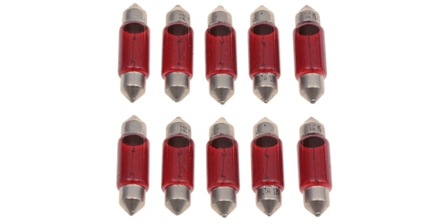 Žárovka C5W 12V 5W (patice SV8,5) červená (sada 10 ks)