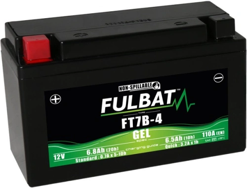 Baterie 12V, FT7B-4 GEL, 12V, 6.5Ah, 110A, bezúdržbová GEL technologie 150x65x93 FULBAT (aktivovaná ve výrobě)