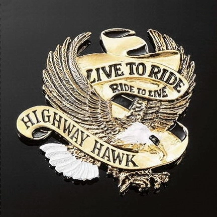 Emblém samolepící: Highway Hawk LIVE TO RIDE zlatý, 40mm Zlatá