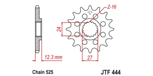 Řetězové kolečko pro sekundární řetězy typu 525, JT (17 zubů)