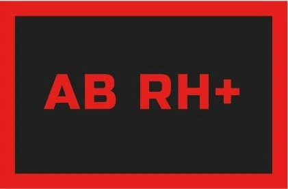Nášivka krevní skupina AB Rh + černá / červená