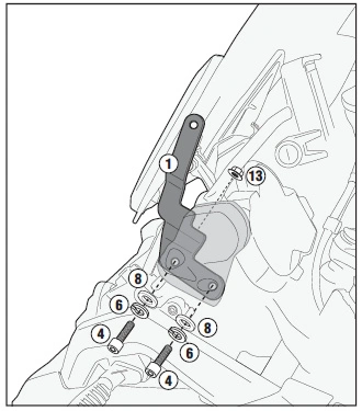 D5131KIT samostatná montážní sada pro čiré plexi 5124DT/5124D pro BMW R 1250 GSA (19-20)