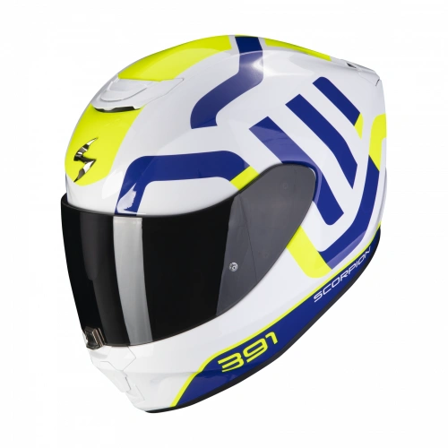Moto přilba SCORPION EXO-391 AROK bílo/modro/neonově žlutá