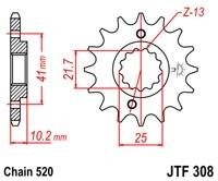 Řetězové kolečko JT JTF 308-16 16 zubů, 520