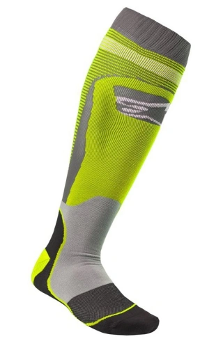 Ponožky MX PLUS-1, ALPINESTARS (žlutá fluo/šedá, vel. S)