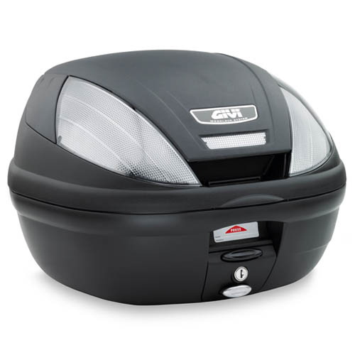 GIVI E 370NT TECH kufr černý (Monolock s vlastní plotnou), s průhlednými odrazkami, objem 39 ltr.