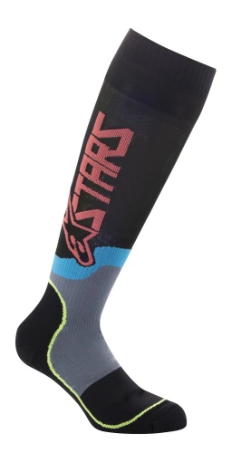 Ponožky MX PLUS-2 SOCKS, ALPINESTARS, dětské (černá/žlutá fluo/korálová, vel. M/L)